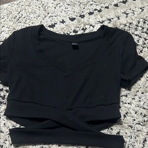 SHEIN Black V-Neck Crop Top
